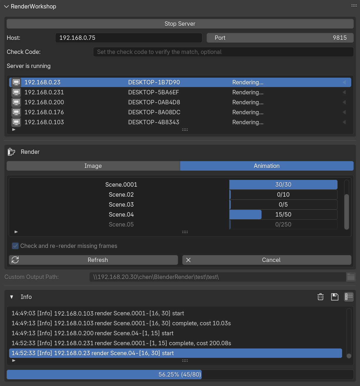 manager animation rendering
